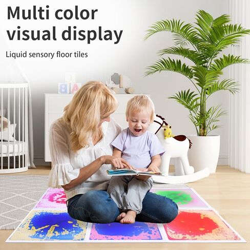 Sensory Floor Tiles Liquid: Sensory mats Textured Calming Toys Water Sensory Toys for Kids 8-12 Playroom Dance Floor Square 30 x 30 cm Colourful 4 Tiles in Saudi Arabia