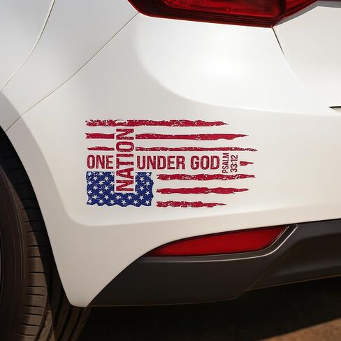 eDesign One Nation Under God American Flag Sticker Decal - 5 Inches - Patriotic US Flag & Psalm 33:12 Design Vinyl Decals - Perfect for Car, Laptop, Water Bottle, Any Smooth Surface - 2-Pack in Saudi Arabia