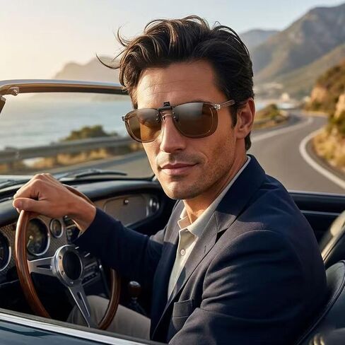 Polarized Clip On Sunglasses Over Prescription Glasses Men Women Rimless Flip Up in Saudi Arabia