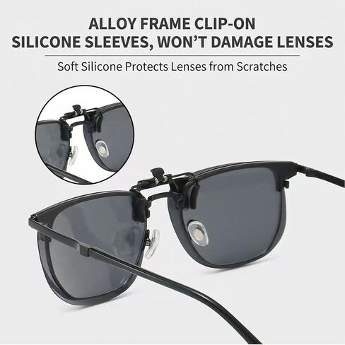 Polarized Clip On Sunglasses Over Prescription Glasses Men Women Rimless Flip Up in Saudi Arabia