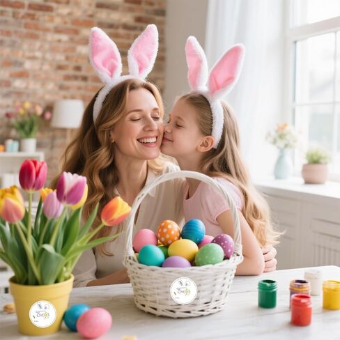 60Pcs Happy Easter Stickers, 2" Easter Bunny Stickers, Easter from Name Stickers, Small Easter Sticker Sheets for Envelope Seal Goodie Bag Card Party Decors in Kuwait