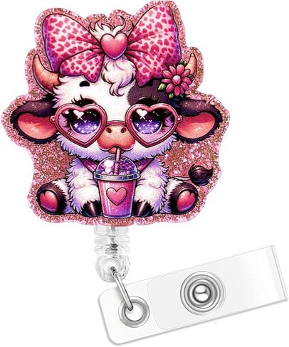 Badge Holders Retractable Badge Reel,Brown Leopard Print Love Name Badge Reels,Pretty Nursing Badge Holder with Alligator Clip for Workers Nurse Teachers Students 1pack in Saudi Arabia