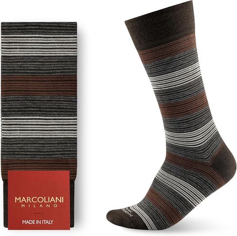Marcoliani Milano Made in Italy - Mens Dress Socks | Essence of Extrafine Merino Wool - Scala Stripe Elegance in Kuwait