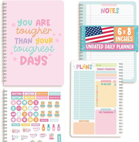 To Do List Notebook for Work – Undated Daily Planner with Hourly Schedule, Priorities & Checklist, Compact, Motivational Planner for Work, Wellness & Productivity (Pink) in Saudi Arabia