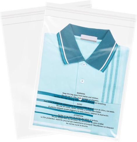 9" x 12" (500 Count) Self Seal Clear Poly Bags with Suffocation Warning for Packaging, Shipping, Clothing, Shirts & FBA - Resealable Adhesive in Kuwait
