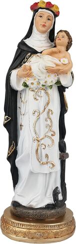 Cannan Saint Rosa of Lima 12" Patron Saint of Embroidery, Gardening and Flower Growing Resin Religious Figure Santa Rosa De Lima in Kuwait