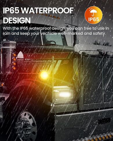 2PCS 4" Amber/Red Round Double Face 48 LED Turn Signal Lights Waterproof Pedestal Fender Lights for Heavy Truck Trailer Freightliner Peterbilt Kenworth Mack Western Star in Saudi Arabia