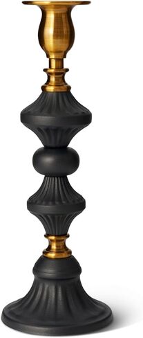 Taper Candle Holder Black and Gold Centerpieces for Tables, Metal Pillar Candle Stick Holder Decor for Mantle, Fireplace Mantel, Dining Room, Table Decor, Housewarming Gift in Kuwait