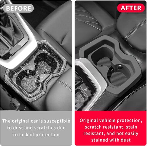 Temmis Center Console Silicone Cup Holder Kit for Toyota RAV4 / RAV-4 2020-2025, Insert Center Consel Electrostatic adsorption Cover for Toyota RAV4 / RAV-4-Black in Kuwait