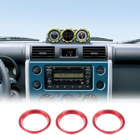 Center Console Dashboard Trim Ring Cover Compatible with Toyot@ FJ Cruiser 2007-2021, Aluminum Dashboard Clock Stopwatch Compass Ring Decorative Accessories, 3PCS (Silver) in Saudi Arabia