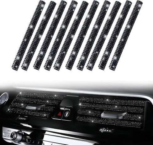 10 قطع من فتحات تهوية السيارة بمشبك على شكل حرف U، شريط تزيين مرن لمكيف هواء السيارة قابل للقطع، ملحقات عالمية للسيارة للنساء والفتيات (أسود) in Kuwait