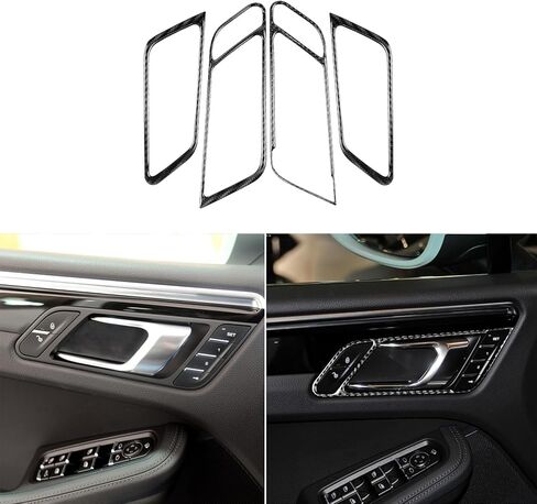 Real Premium Carbon Fiber Car Center Console Gear Shifter Electronic Handbrake Panel Cover Trim Soft Sticker Set Compatible with Porsche Macan 2014-2021 Auto Interior Accessories Black in Saudi Arabia