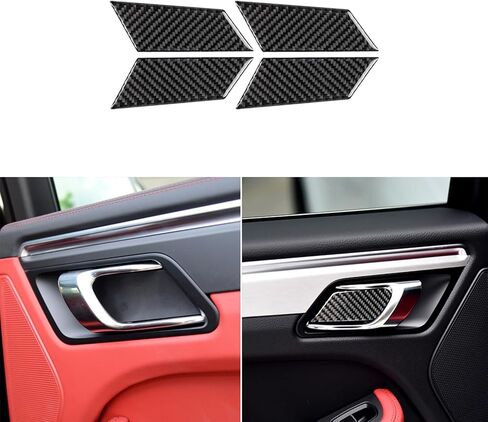 Real Premium Carbon Fiber Car Center Console Gear Shifter Electronic Handbrake Panel Cover Trim Soft Sticker Set Compatible with Porsche Macan 2014-2021 Auto Interior Accessories Black in Saudi Arabia