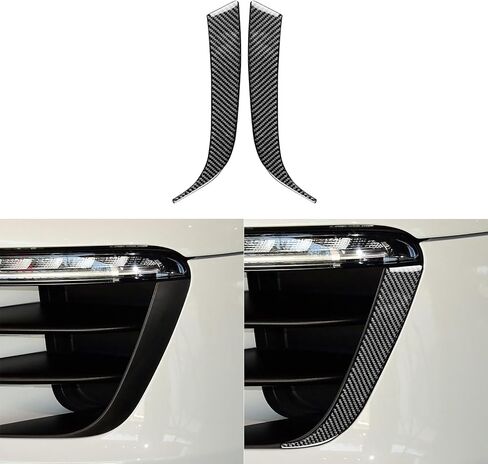 Real Premium Carbon Fiber Car Center Console Gear Shifter Electronic Handbrake Panel Cover Trim Soft Sticker Set Compatible with Porsche Macan 2014-2021 Auto Interior Accessories Black in Saudi Arabia