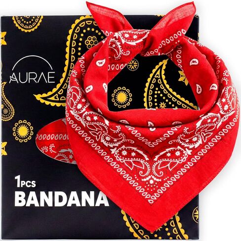 باندانا AURAE - 100% قطن وألياف طبيعية - وشاح باندانا بدون بوليستر - ناعم ومتين وقابل للغسل في الغسالة in Kuwait