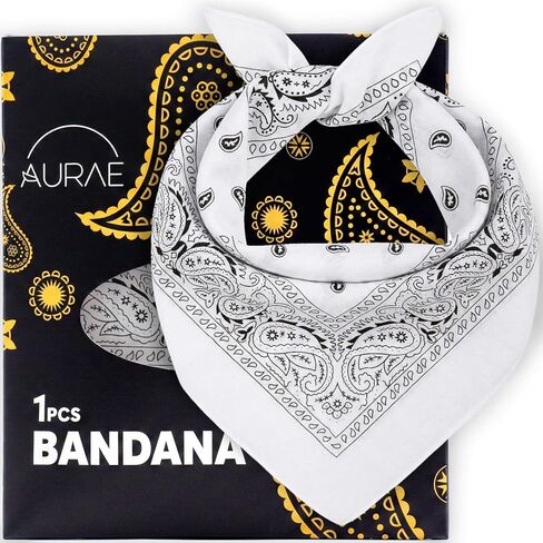 باندانا AURAE - 100% قطن وألياف طبيعية - وشاح باندانا بدون بوليستر - ناعم ومتين وقابل للغسل في الغسالة in Kuwait
