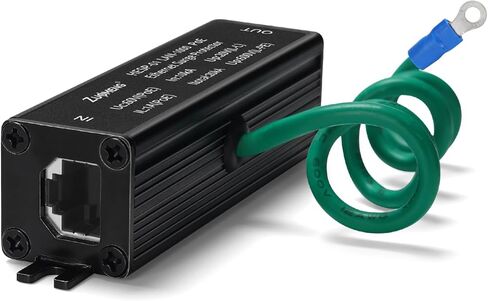 Ethernet Surge Protector Metal Shielded RJ45 Lightning Suppressor for PoE PoE+ and Gigabit Ethernet, Zuomeng LAN Network CAT5 CAT6 Thunder Arrestor with Gas Discharge Tube Does Not Reduce Speed in Kuwait