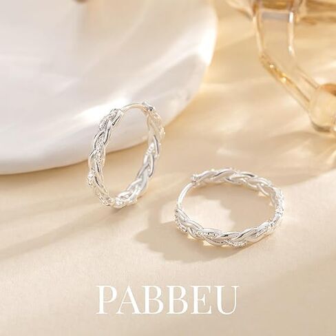 PABBEU Sterling Silver Hoop Earrings,Hypoallergenic Twisted Silver Hoops Earrings for Women Lightweight SilverHoop Earring with Cubic Zirconia (15/20/25/30MM) in Saudi Arabia