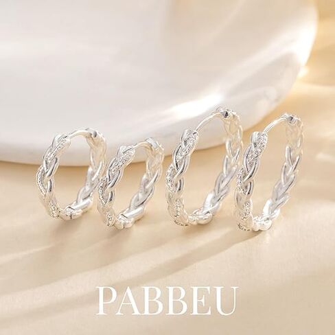 PABBEU Sterling Silver Hoop Earrings,Hypoallergenic Twisted Silver Hoops Earrings for Women Lightweight SilverHoop Earring with Cubic Zirconia (15/20/25/30MM) in Saudi Arabia