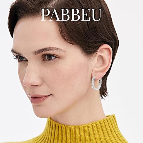 PABBEU Sterling Silver Hoop Earrings,Hypoallergenic Twisted Silver Hoops Earrings for Women Lightweight SilverHoop Earring with Cubic Zirconia (15/20/25/30MM) in Saudi Arabia