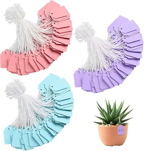 علامات الأسعار مع سلسلة - 300 قطعة ملصقات معلقة فارغة ملونة مقاس 2.2 × 3.5 سم ملصقات بيع صغيرة لجميع المناسبات علامات التسعير in Kuwait