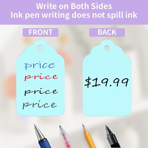 علامات الأسعار مع سلسلة - 300 قطعة ملصقات معلقة فارغة ملونة مقاس 2.2 × 3.5 سم ملصقات بيع صغيرة لجميع المناسبات علامات التسعير in Kuwait