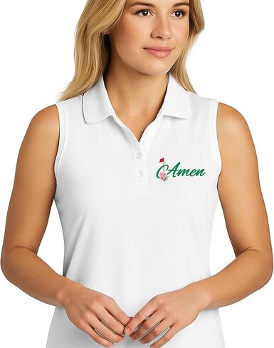 Amen Golf Polo Shirt for Women - Cute Floral Country Club Short Sleeve or Sleeveless Athletic Top in Saudi Arabia