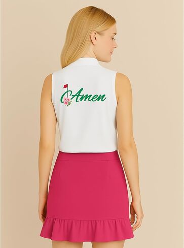Amen Golf Polo Shirt for Women - Cute Floral Country Club Short Sleeve or Sleeveless Athletic Top in Saudi Arabia