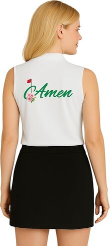 Amen Golf Polo Shirt for Women - Cute Floral Country Club Short Sleeve or Sleeveless Athletic Top in Saudi Arabia
