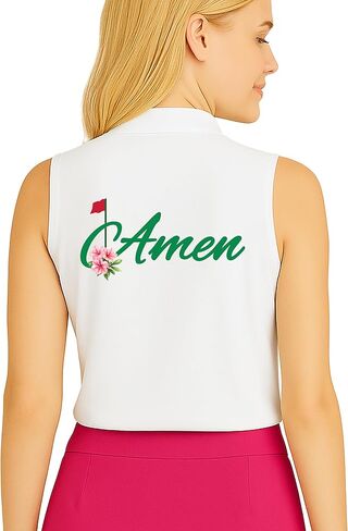 Amen Golf Polo Shirt for Women - Cute Floral Country Club Short Sleeve or Sleeveless Athletic Top in Saudi Arabia