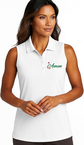 Amen Golf Polo Shirt for Women - Cute Floral Country Club Short Sleeve or Sleeveless Athletic Top in Saudi Arabia