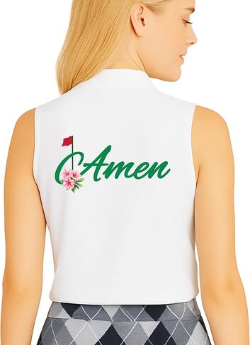Amen Golf Polo Shirt for Women - Cute Floral Country Club Short Sleeve or Sleeveless Athletic Top in Saudi Arabia