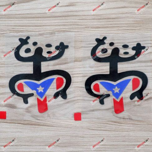 2X Puerto Rico Flag Coqui Frog Taino Decal Sticker Car Vinyl no bkgrd Black + PR Flag Color 4'' in Saudi Arabia