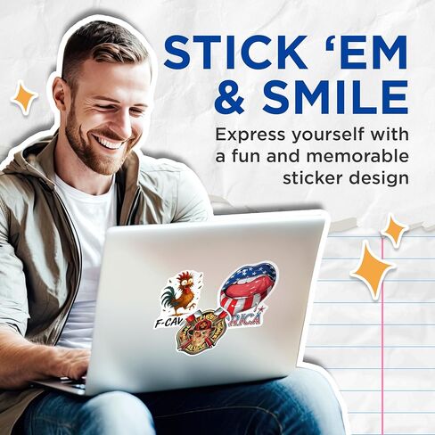 (2 Pack) Funny Chicken Stickers - F-CAW-F Gag - Quirky Stickers- 5" On Longest Side - Sticks to Smooth Flat Surfaces - Made in USA - BMCS16437 in Kuwait