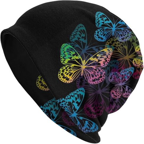 Colorful Butterfly Beanie Chemo Hat Cancer Headwear Knitted Hats Baggy Slouchy Scarf Cap for Adults Women Men in Saudi Arabia