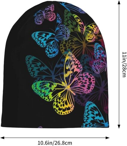 Colorful Butterfly Beanie Chemo Hat Cancer Headwear Knitted Hats Baggy Slouchy Scarf Cap for Adults Women Men in Saudi Arabia