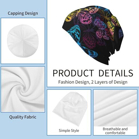 Colorful Butterfly Beanie Chemo Hat Cancer Headwear Knitted Hats Baggy Slouchy Scarf Cap for Adults Women Men in Saudi Arabia
