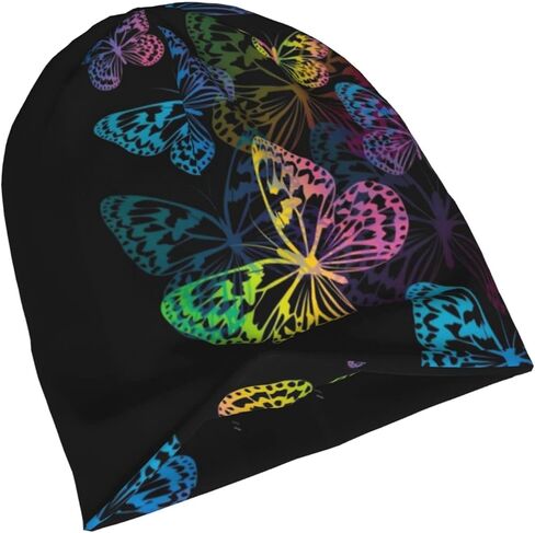 Colorful Butterfly Beanie Chemo Hat Cancer Headwear Knitted Hats Baggy Slouchy Scarf Cap for Adults Women Men in Saudi Arabia