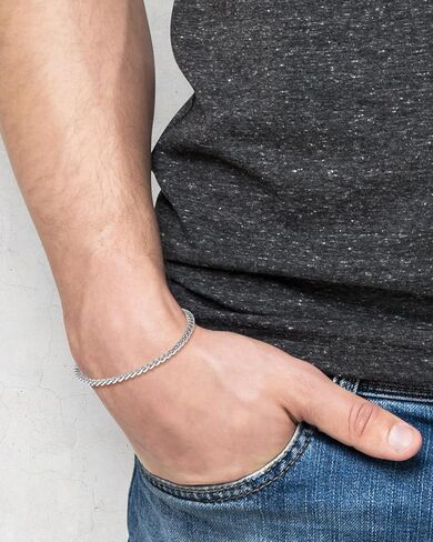 Lucky Brand Mens Jewelry Set with Curb Chain Necklace 22" and Bracelet 8.5", 304 4MM Stainless Steel in Saudi Arabia