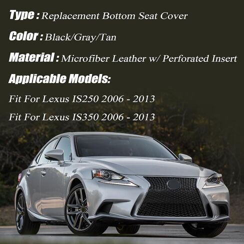 Driver Side Bottom Perforated Microfiber Leather Seat Cover Gray Compatible with Lexus IS250 IS350 2006 2007 2008 2009 2010 2011 2012 2013 in Saudi Arabia