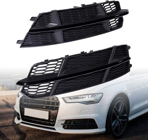 Astra Depot يسار يمين أمامي سفلي لتدفق الهواء مصبغة أسود لامع Blk Trim متوافق مع 2015-2018 Audi A6 C7 S-Line 4G0807682AN 4G0807681AN in Saudi Arabia