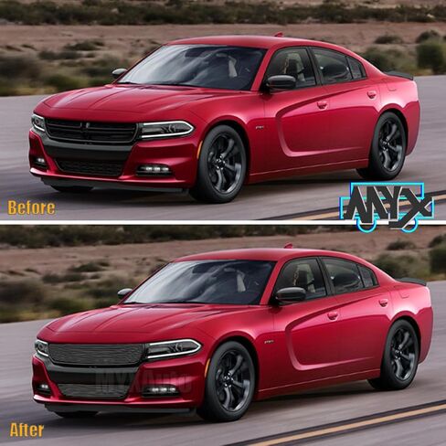 Front Grille Compatible with 2015-2018 Dodge Charger/19 Charger SXT W/O Adap Ctrl Black Billet Grill Main Upper Lower Bumper Grill Combo in Kuwait