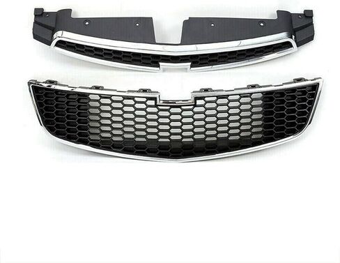 Front Bumper Upper Grille+ Lower Grill Set Compatible with 2011 2012 2013 2014 Chevy CRUZE Eco LS LT LTZ Black in Kuwait