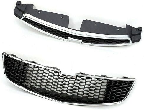 Front Bumper Upper Grille+ Lower Grill Set Compatible with 2011 2012 2013 2014 Chevy CRUZE Eco LS LT LTZ Black in Kuwait