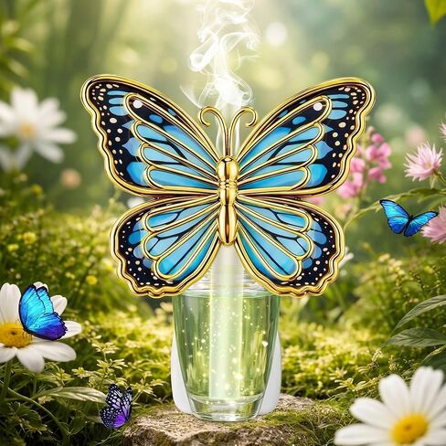 Wall Fragrance Plug in Compatible with Bath and Body Works WallFlower, Scent Diffuser with Night Light, ETL Certified, Long Lasting Scented Warmer Diffuser Home Office (Blue,Butterfly) in Kuwait