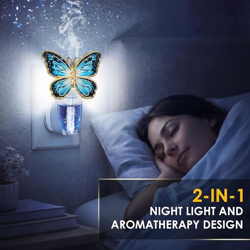 Wall Fragrance Plug in Compatible with Bath and Body Works WallFlower, Scent Diffuser with Night Light, ETL Certified, Long Lasting Scented Warmer Diffuser Home Office (Blue,Butterfly) in Kuwait