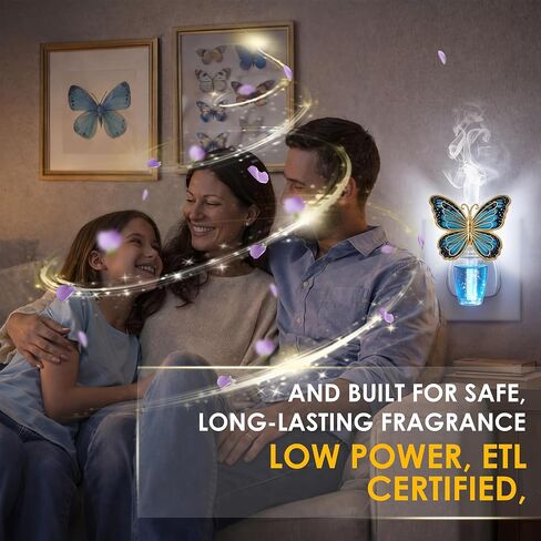 Wall Fragrance Plug in Compatible with Bath and Body Works WallFlower, Scent Diffuser with Night Light, ETL Certified, Long Lasting Scented Warmer Diffuser Home Office (Blue,Butterfly) in Kuwait
