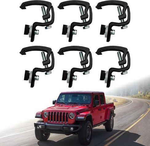 مجموعة من 6 مشابك لسرير الشاحنة لغطاء الشاحنة/الغطاء/غطاء العربة متوافق مع 2020 Jeep Gladiator & 2016 وأحدث نظام قضبان السرير Toyota Tacoma in Kuwait
