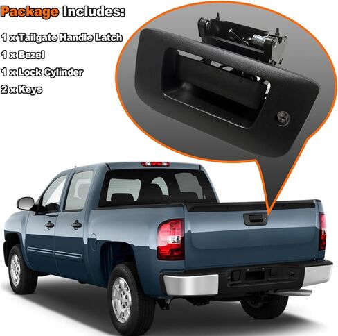 22755305 Locking Tailgate Handle Latch w/Bezel & Lock Cylinder Compatible with 2007-2014 Chevrolet Silverado 1500 2500 HD 3500 HD | GMC Sierra 1500 2500 HD 3500 HD Tailgate Lock Assembly in Kuwait