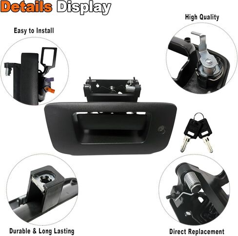 22755305 Locking Tailgate Handle Latch w/Bezel & Lock Cylinder Compatible with 2007-2014 Chevrolet Silverado 1500 2500 HD 3500 HD | GMC Sierra 1500 2500 HD 3500 HD Tailgate Lock Assembly in Kuwait
